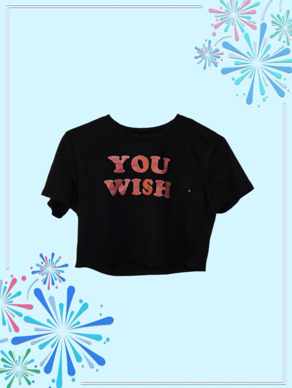 Black "You Wish" Graphic Crop Tee